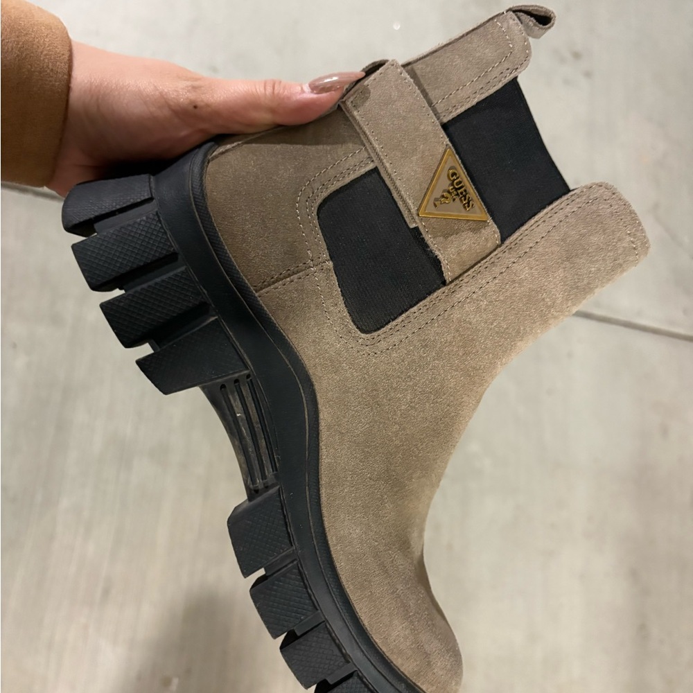 Guess Taupe Ankle Booties with Black Sole